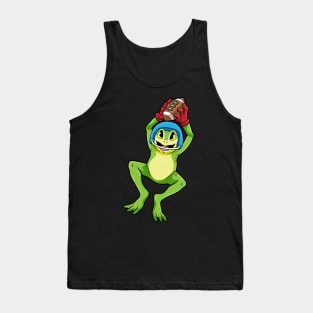 Frog as Footballer with Football and Helmet Tank Top